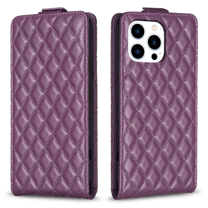 For iPhone 16 Pro Max Diamond Lattice Vertical Flip Leather Phone Case(Dark Purple) - iPhone 16 Pro Max Cases by PMC Jewellery | Online Shopping South Africa | PMC Jewellery | Buy Now Pay Later Mobicred