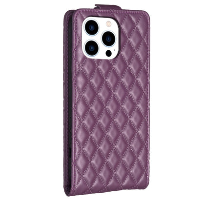 For iPhone 16 Pro Max Diamond Lattice Vertical Flip Leather Phone Case(Dark Purple) - iPhone 16 Pro Max Cases by PMC Jewellery | Online Shopping South Africa | PMC Jewellery | Buy Now Pay Later Mobicred