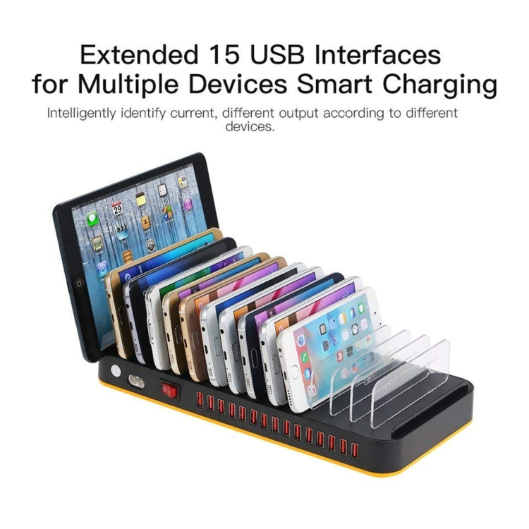 WLX-815P 180W 15 Ports USB Fast Charging Dock Smart Charger with Holder, EU Plug - Multifunction Charger by PMC Jewellery | Online Shopping South Africa | PMC Jewellery | Buy Now Pay Later Mobicred