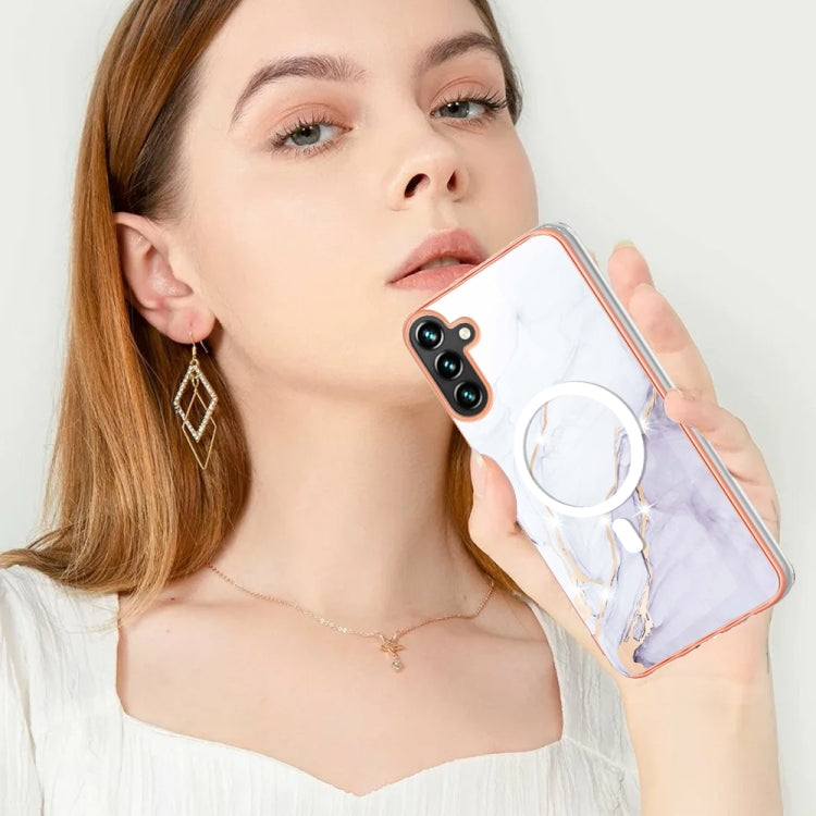 For Samsung Galaxy A34 5G Marble Pattern Dual-side IMD Magsafe TPU Phone Case(White 006) - Galaxy Phone Cases by PMC TechLife | Online Shopping South Africa | PMC TechLife