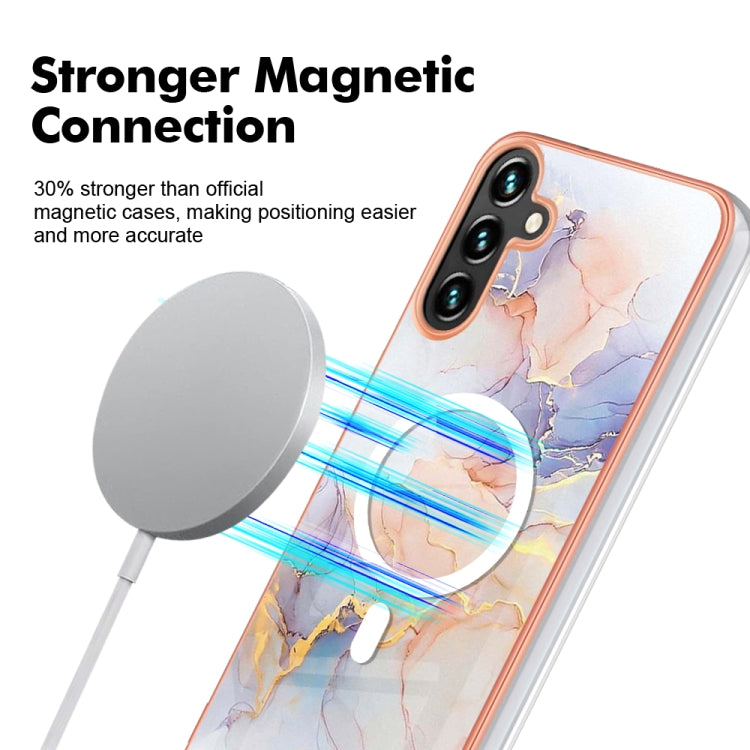 For Samsung Galaxy A34 5G Marble Pattern Dual-side IMD Magsafe TPU Phone Case(White Marble) - Galaxy Phone Cases by PMC TechLife | Online Shopping South Africa | PMC TechLife