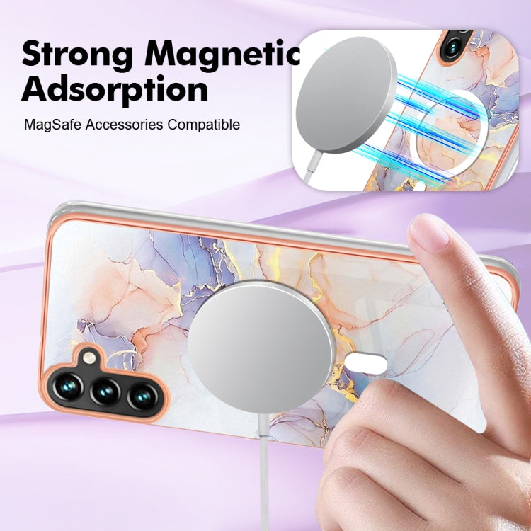 For Samsung Galaxy A34 5G Marble Pattern Dual-side IMD Magsafe TPU Phone Case(White Marble) - Galaxy Phone Cases by PMC TechLife | Online Shopping South Africa | PMC TechLife