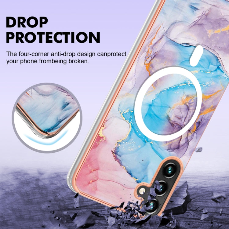 For Samsung Galaxy A34 5G Marble Pattern Dual-side IMD Magsafe TPU Phone Case(Blue Marble) - Galaxy Phone Cases by PMC TechLife | Online Shopping South Africa | PMC TechLife