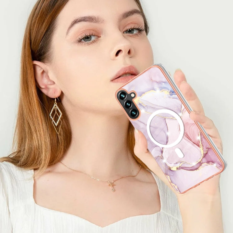 For Samsung Galaxy A54 5G Marble Pattern Dual-side IMD Magsafe TPU Phone Case(Rose Gold 005) - Galaxy Phone Cases by PMC TechLife | Online Shopping South Africa | PMC TechLife