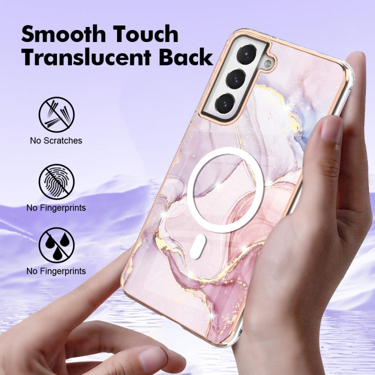 For Samsung Galaxy S21 FE 5G Marble Pattern Dual-side IMD Magsafe TPU Phone Case(Rose Gold 005) - Galaxy Phone Cases by PMC TechLife | Online Shopping South Africa | PMC TechLife