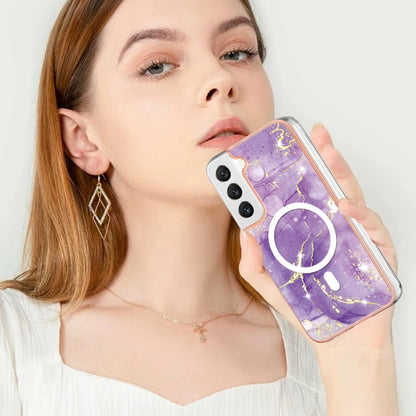 For Samsung Galaxy S22+ 5G Marble Pattern Dual-side IMD Magsafe TPU Phone Case(Purple 002) - Galaxy S22+ 5G Cases by PMC Jewellery | Online Shopping South Africa | PMC Jewellery | Buy Now Pay Later Mobicred