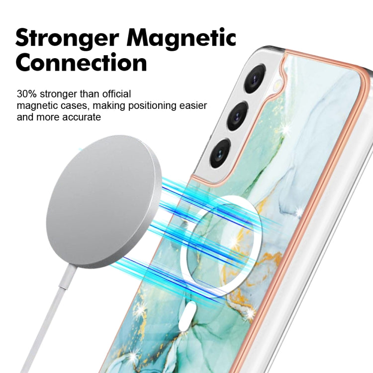 For Samsung Galaxy S22+ 5G Marble Pattern Dual-side IMD Magsafe TPU Phone Case(Green 003) - Galaxy S22+ 5G Cases by PMC TechLife | Online Shopping South Africa | PMC TechLife | Buy Now Pay Later Mobicred