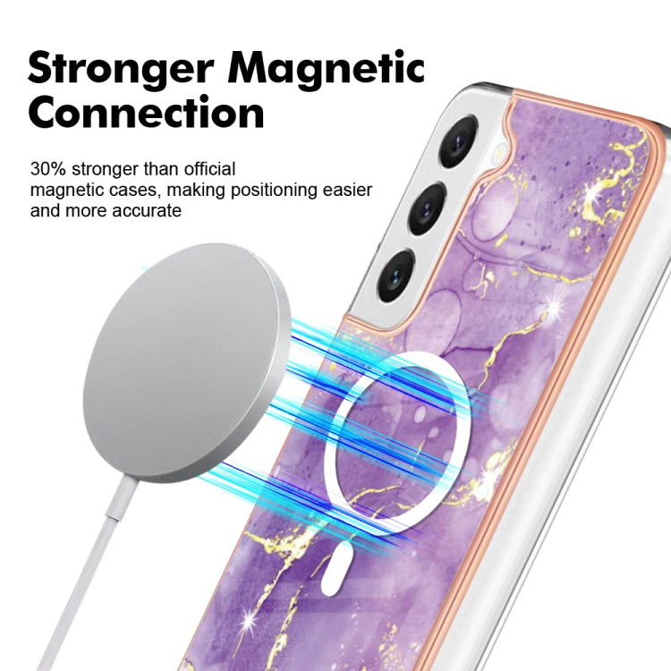 For Samsung Galaxy S23 5G Marble Pattern Dual-side IMD Magsafe TPU Phone Case(Purple 002) - Galaxy S23 5G Cases by PMC TechLife | Online Shopping South Africa | PMC TechLife
