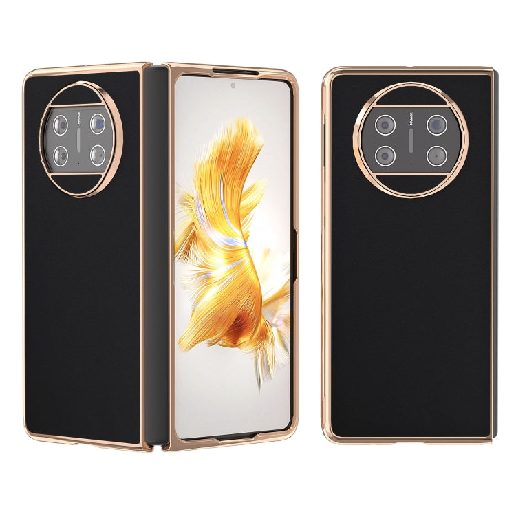 For Huawei Mate X3 Genuine Leather Silk Series Nano Plating Phone Case(Black) - Huawei Cases by PMC TechLife | Online Shopping South Africa | PMC TechLife | Buy Now Pay Later Mobicred