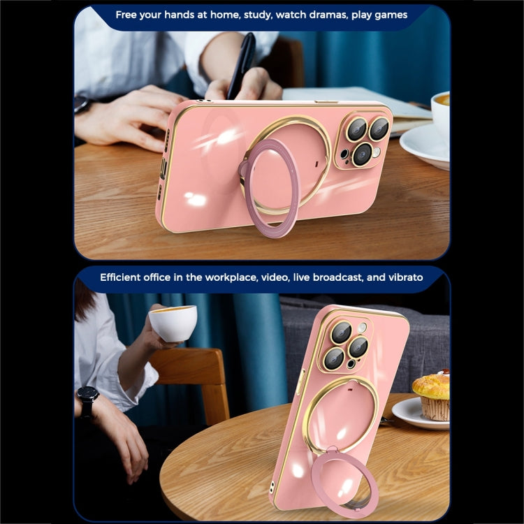 For iPhone 11 Multifunction Electroplating MagSafe Holder Phone Case(Pink) - iPhone 11 Cases by PMC TechLife | Online Shopping South Africa | PMC TechLife
