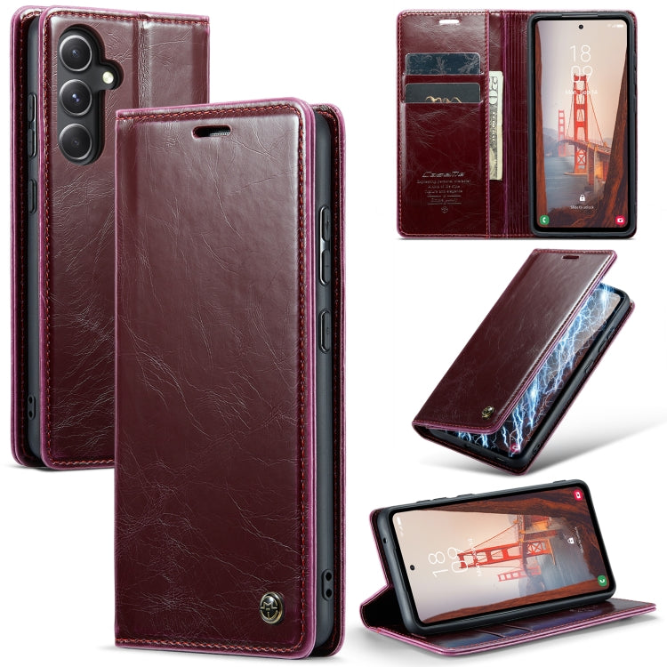 For Samsung Galaxy S23 FE CaseMe-003 PU + PC Business Style Crazy Horse Texture Leather Phone Case(Mulberry Red) - Galaxy S23 FE 5G Cases by CaseMe | Online Shopping South Africa | PMC Jewellery | Buy Now Pay Later Mobicred