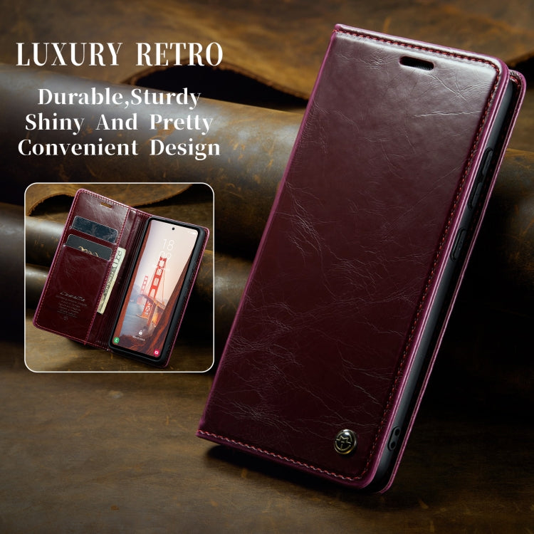 For Samsung Galaxy S23 FE CaseMe-003 PU + PC Business Style Crazy Horse Texture Leather Phone Case(Mulberry Red) - Galaxy S23 FE 5G Cases by CaseMe | Online Shopping South Africa | PMC Jewellery | Buy Now Pay Later Mobicred