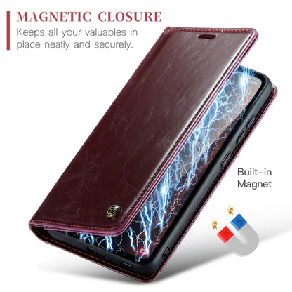 For Samsung Galaxy S23 FE CaseMe-003 PU + PC Business Style Crazy Horse Texture Leather Phone Case(Mulberry Red) - Galaxy S23 FE 5G Cases by CaseMe | Online Shopping South Africa | PMC Jewellery | Buy Now Pay Later Mobicred