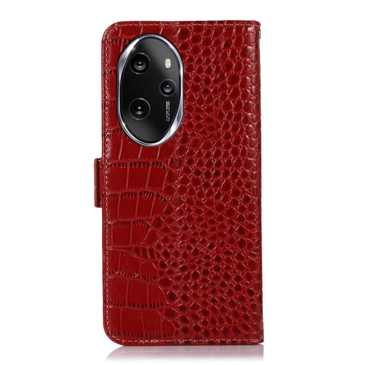 For Honor 100 Pro Crocodile Top Layer Cowhide Leather Phone Case(Red) - Honor Cases by PMC TechLife | Online Shopping South Africa | PMC TechLife | Buy Now Pay Later Mobicred