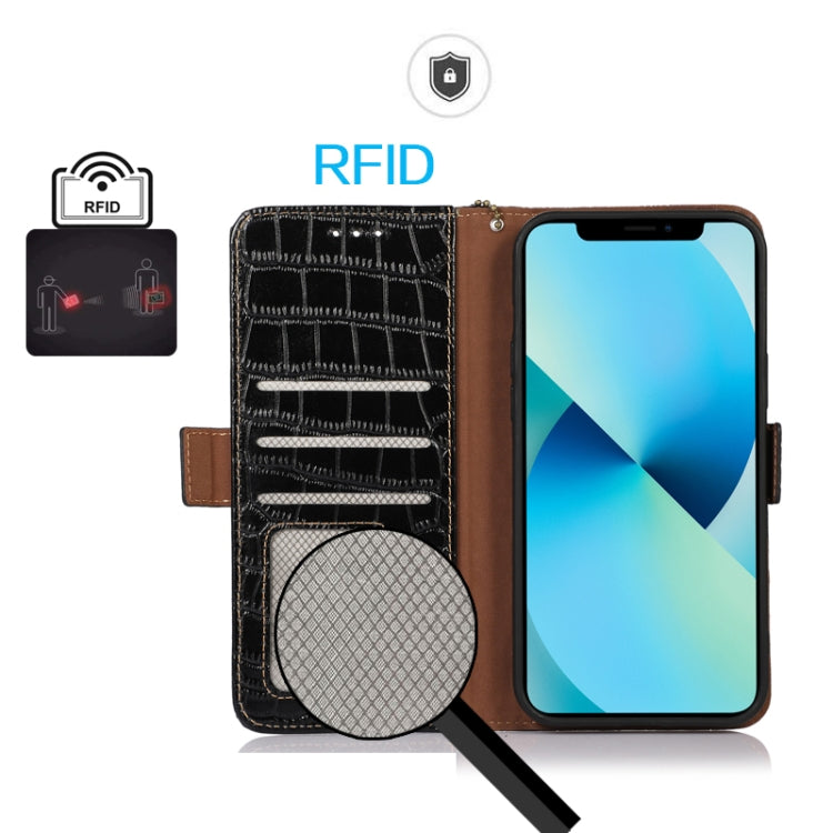 For Honor 100 Crocodile Top Layer Cowhide Leather Phone Case(Black) - Honor Cases by PMC TechLife | Online Shopping South Africa | PMC TechLife | Buy Now Pay Later Mobicred