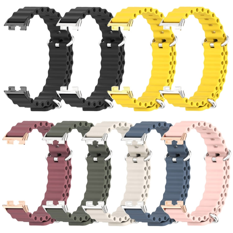 For Huawei Band 8 / 9 / 10 Mijobs Marine Silicone Breathable Watch Band(Grey+Silver) - Watch Bands by MIJOBS | Online Shopping South Africa | PMc TechLife | Buy Now Pay Later Mobicred
