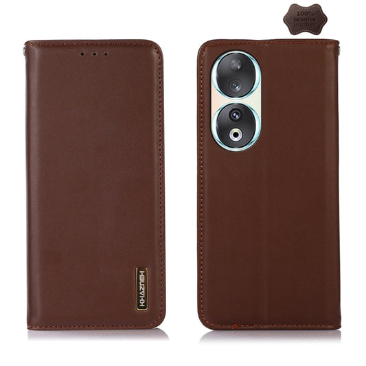 For Honor 90 KHAZNEH Nappa Top Layer Cowhide Leather Phone Case(Brown) - Honor Cases by PMC Jewellery | Online Shopping South Africa | PMC Jewellery | Buy Now Pay Later Mobicred