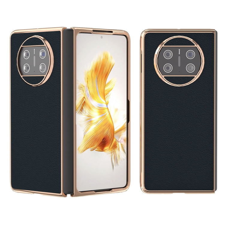 For Huawei Mate X3 Nano Plating Genuine Leather Wave Series Phone Case(Green) - Huawei Cases by PMC TechLife | Online Shopping South Africa | PMC TechLife | Buy Now Pay Later Mobicred