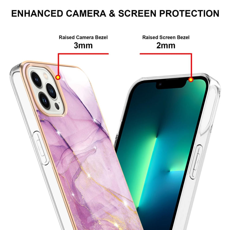 Electroplating Marble Pattern Dual-side IMD TPU Shockproof Phone Case For iPhone 16 Pro Max(Purple 001) - iPhone 16 Pro Max Cases by PMC TechLife | Online Shopping South Africa | PMC TechLife | Buy Now Pay Later Mobicred