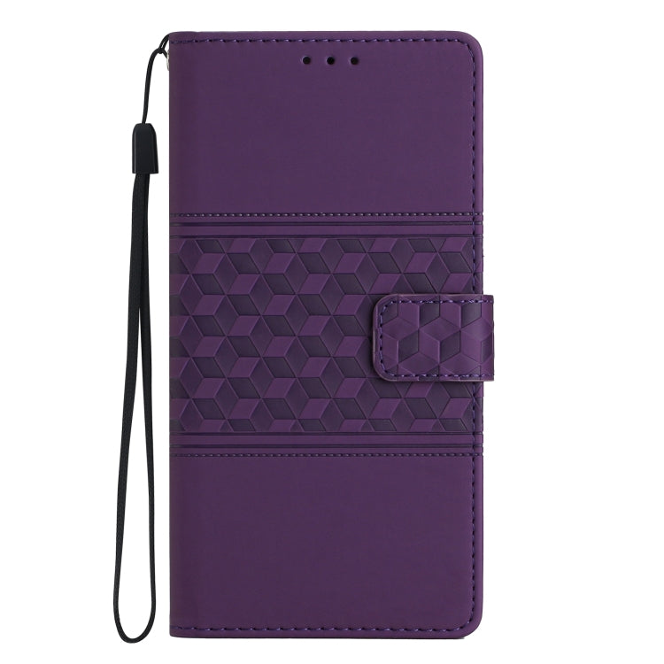 For iPhone 16 Plus Diamond Embossed Skin Feel Leather Phone Case(Purple) - iPhone 16 Plus Cases by PMC TechLife | Online Shopping South Africa | PMC TechLife | Buy Now Pay Later Mobicred