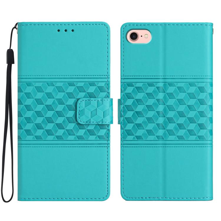 For iPhone 16e Diamond Embossed Skin Feel Leather Phone Case(Blue) - iPhone 16e Cases by PMC TechLife | Online Shopping South Africa | PMC TechLife | Buy Now Pay Later Mobicred