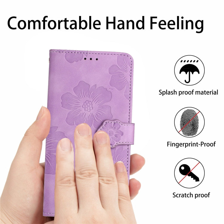 For iPhone 16 Flower Embossing Pattern Leather Phone Case(Purple) - iPhone 16 Cases by PMC TechLife | Online Shopping South Africa | PMC TechLife | Buy Now Pay Later Mobicred
