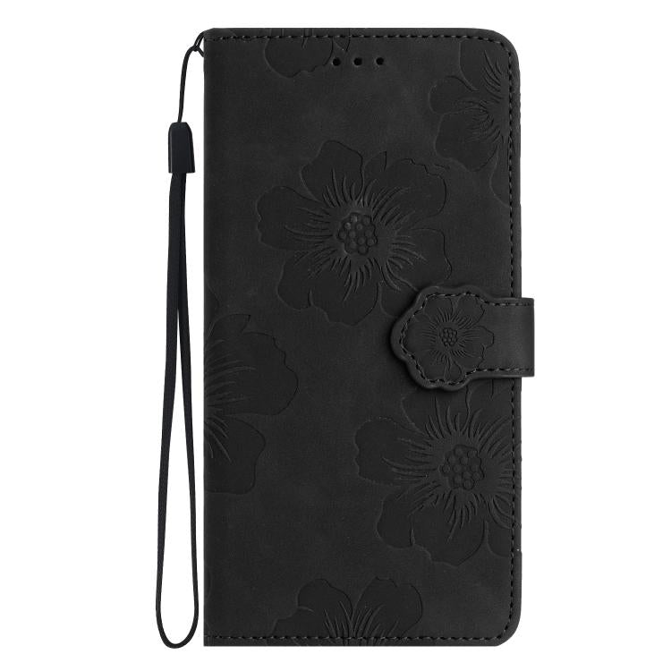 For iPhone 16e Flower Embossing Pattern Leather Phone Case(Black) - iPhone 16e Cases by PMC TechLife | Online Shopping South Africa | PMC TechLife | Buy Now Pay Later Mobicred