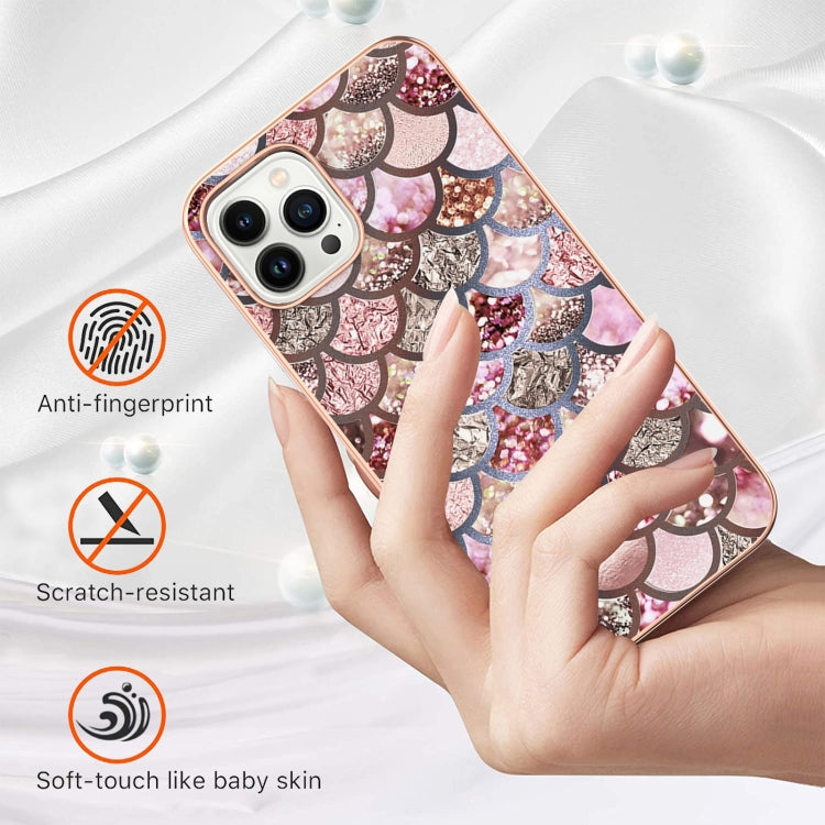 For iPhone 16 Pro Max Electroplating Pattern IMD TPU Shockproof Case(Pink Scales) - iPhone 16 Pro Max Cases by PMC TechLife | Online Shopping South Africa | PMC TechLife | Buy Now Pay Later Mobicred