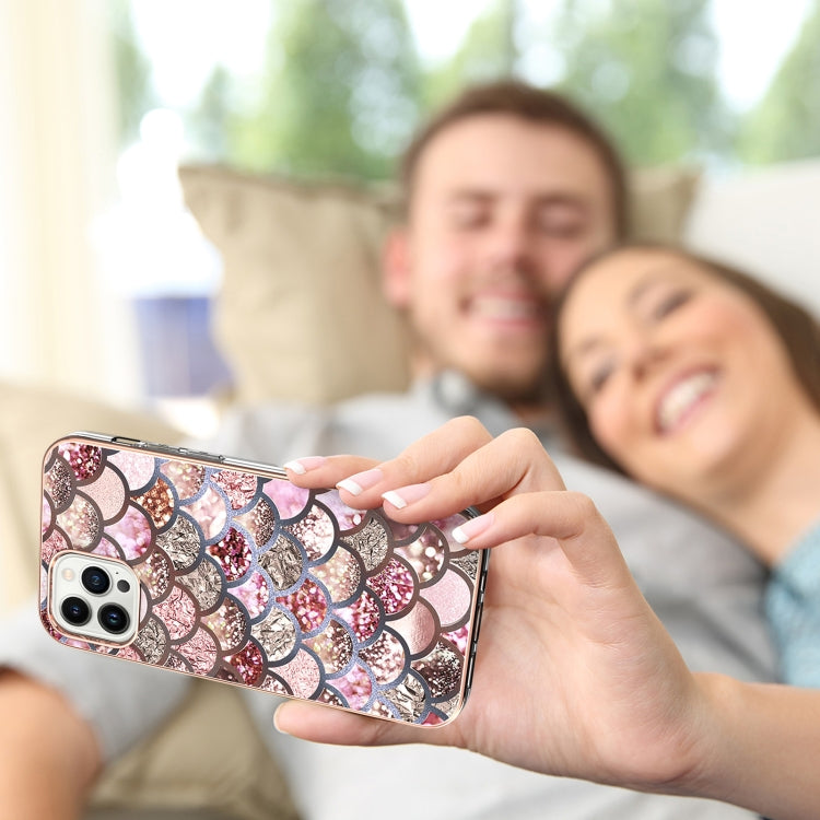 For iPhone 16 Pro Max Electroplating Pattern IMD TPU Shockproof Case(Pink Scales) - iPhone 16 Pro Max Cases by PMC TechLife | Online Shopping South Africa | PMC TechLife | Buy Now Pay Later Mobicred
