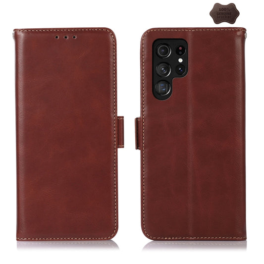 For Samsung Galaxy S24 Ultra Crazy Horse Top Layer Cowhide Leather Phone Case(Brown) - Galaxy S24 Ultra 5G Cases by PMC Jewellery | Online Shopping South Africa | PMC Jewellery | Buy Now Pay Later Mobicred