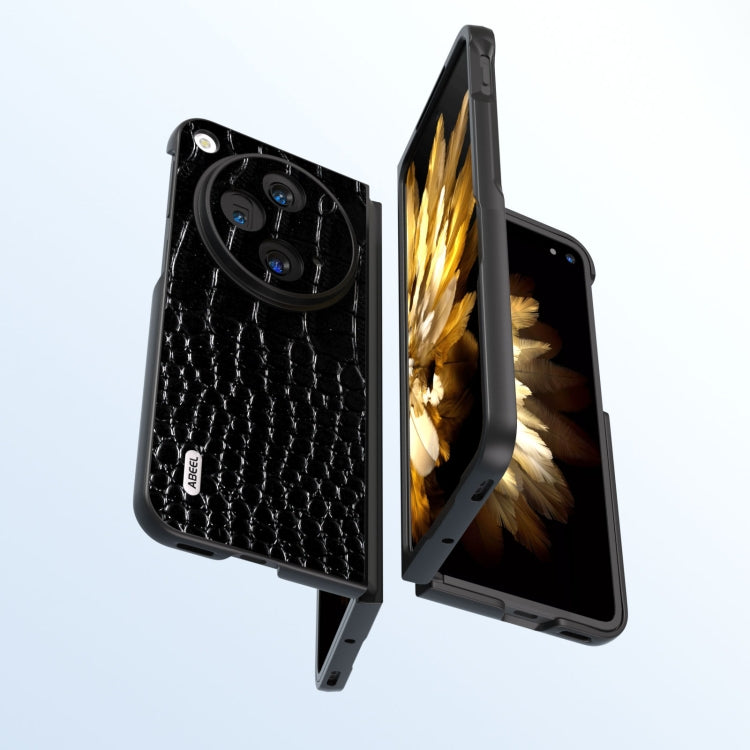 For OPPO Find N3 ABEEL Genuine Leather Crocodile Pattern Black Edge Phone Case(Black) - Find N3 Cases by PMC Jewellery | Online Shopping South Africa | PMC Jewellery | Buy Now Pay Later Mobicred