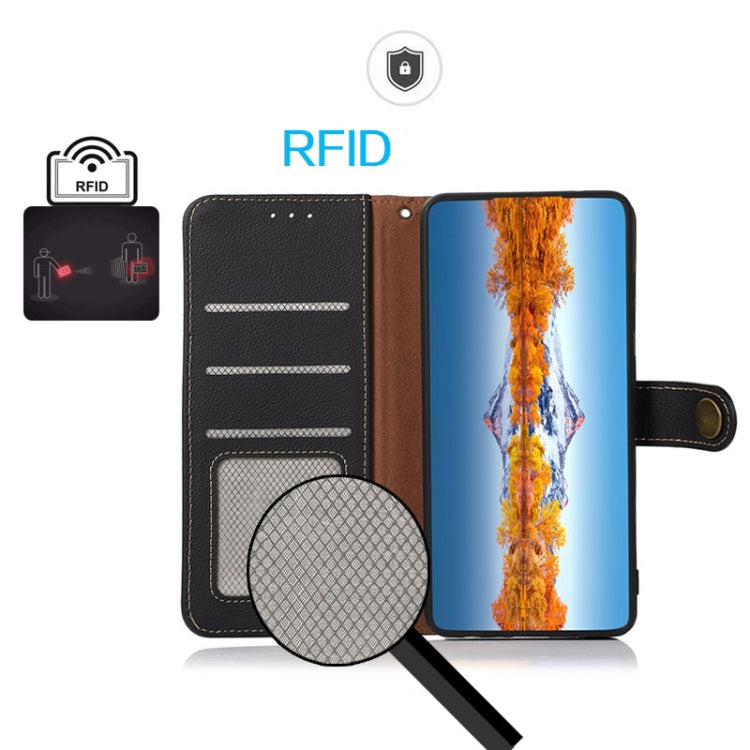 For OnePlus Ace 2 Pro KHAZNEH Custer Genuine Leather RFID Phone Case(Black) - OnePlus Cases by PMC TechLife | Online Shopping South Africa | PMC TechLife | Buy Now Pay Later Mobicred