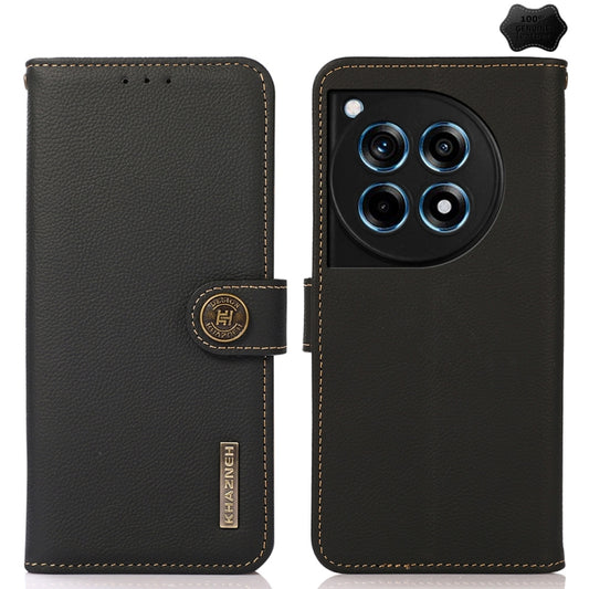 For OnePlus 12R KHAZNEH Custer Genuine Leather RFID Phone Case(Black) - OnePlus Cases by PMC Jewellery | Online Shopping South Africa | PMC Jewellery | Buy Now Pay Later Mobicred