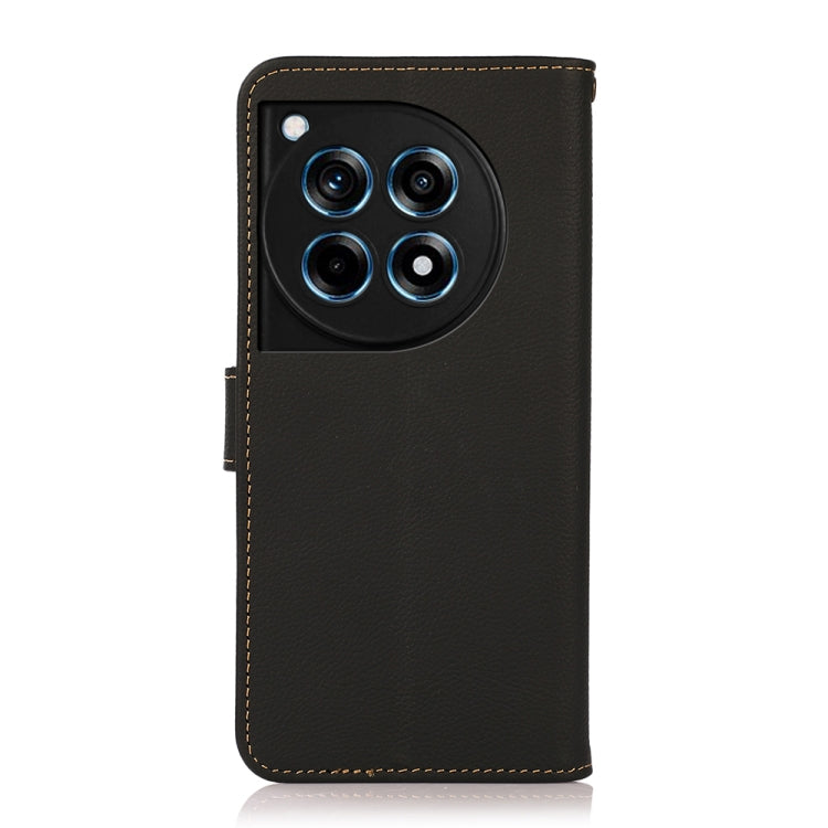 For OnePlus 12R KHAZNEH Custer Genuine Leather RFID Phone Case(Black) - OnePlus Cases by PMC TechLife | Online Shopping South Africa | PMC TechLife | Buy Now Pay Later Mobicred