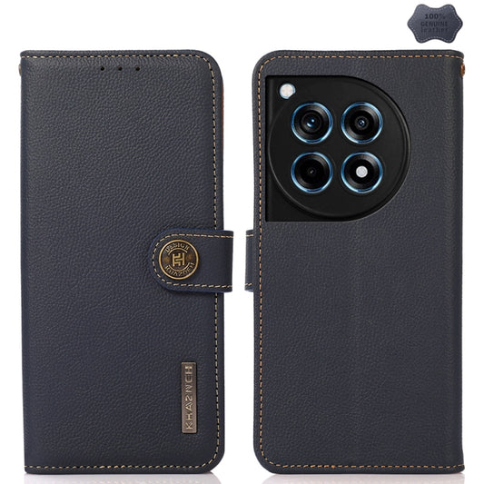 For OnePlus 12R KHAZNEH Custer Genuine Leather RFID Phone Case(Blue) - OnePlus Cases by PMC Jewellery | Online Shopping South Africa | PMC Jewellery | Buy Now Pay Later Mobicred