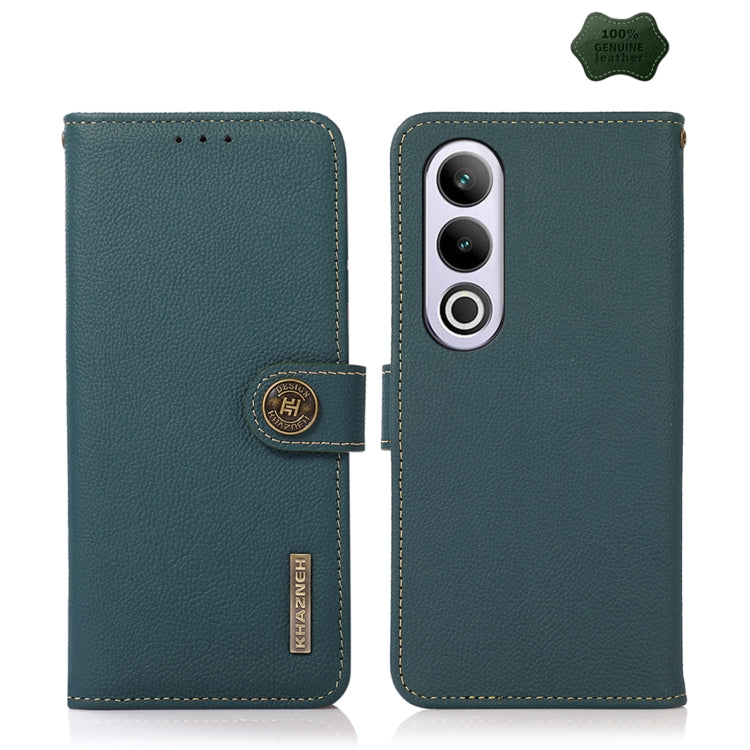 For OnePlus CE4 5G Global KHAZNEH Custer Genuine Leather RFID Phone Case(Green) - OnePlus Cases by PMC TechLife | Online Shopping South Africa | PMC TechLife | Buy Now Pay Later Mobicred