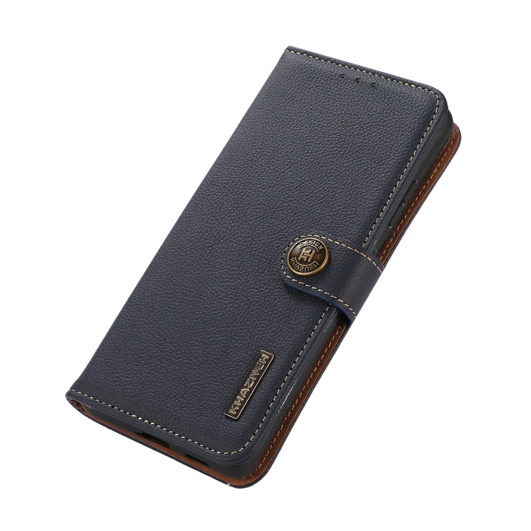 For OnePlus CE4 Lite KHAZNEH Custer Genuine Leather RFID Phone Case(Blue) - OnePlus Cases by PMC TechLife | Online Shopping South Africa | PMC TechLife | Buy Now Pay Later Mobicred