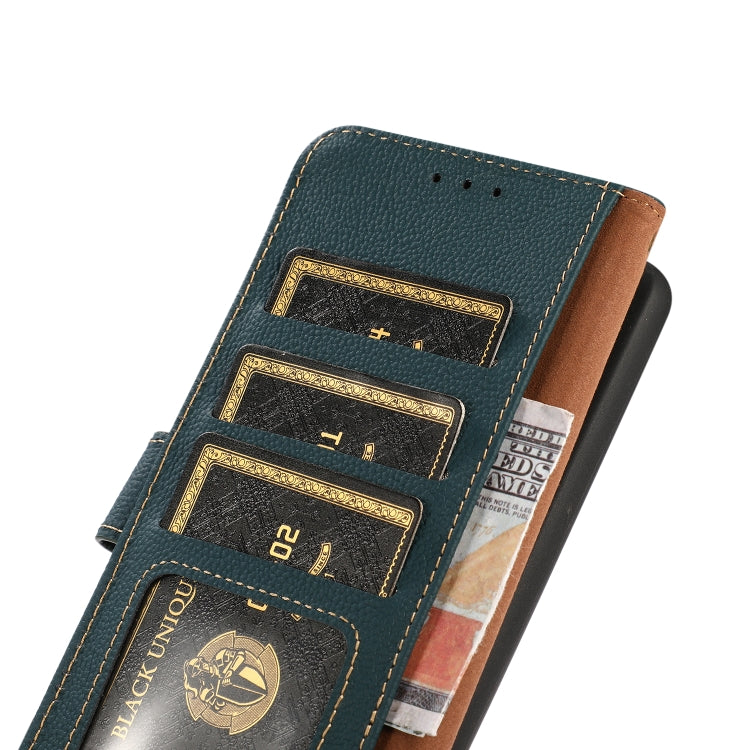 For OnePlus 13 KHAZNEH Custer Genuine Leather RFID Phone Case(Green) - OnePlus Cases by PMC TechLife | Online Shopping South Africa | PMC TechLife | Buy Now Pay Later Mobicred
