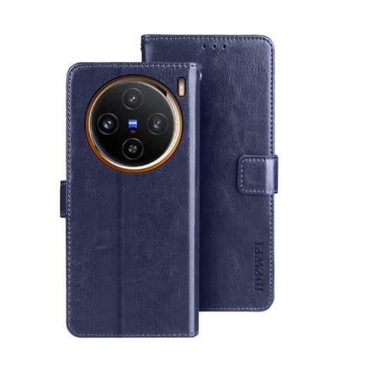 For vivo X100 idewei Crazy Horse Texture Leather Phone Case(Blue) - X100 Cases by idewei | Online Shopping South Africa | PMC Jewellery | Buy Now Pay Later Mobicred