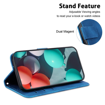 For iPhone SE 2024 Seven-shaped Embossed Leather Phone Case(Blue) - More iPhone Cases by PMC Jewellery | Online Shopping South Africa | PMC Jewellery | Buy Now Pay Later Mobicred