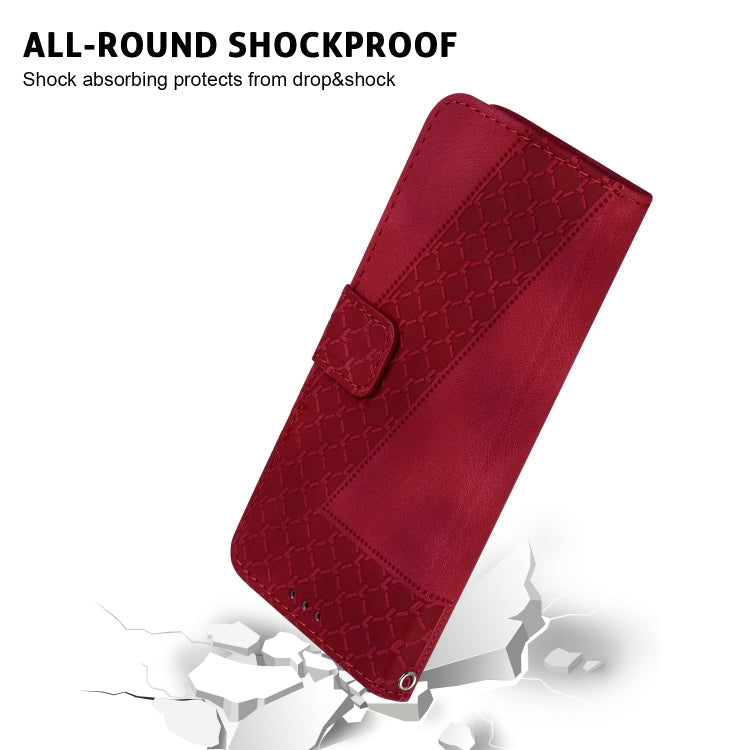 For iPhone 16 Seven-shaped Embossed Leather Phone Case(Red) - iPhone 16 Cases by PMC Jewellery | Online Shopping South Africa | PMC Jewellery | Buy Now Pay Later Mobicred