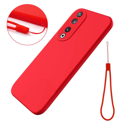 For Honor 90 Pure Color Liquid Silicone Shockproof Phone Case(Red) - Honor Cases by PMC Jewellery | Online Shopping South Africa | PMC Jewellery | Buy Now Pay Later Mobicred