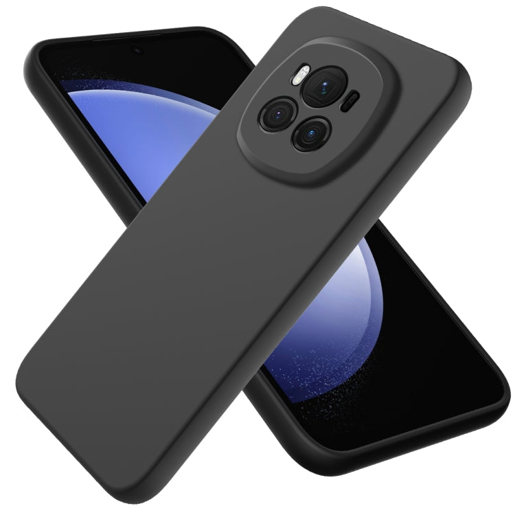 For Honor Magic6 Pure Color Liquid Silicone Shockproof Phone Case(Black) - Honor Cases by PMC TechLife | Online Shopping South Africa | PMC TechLife | Buy Now Pay Later Mobicred