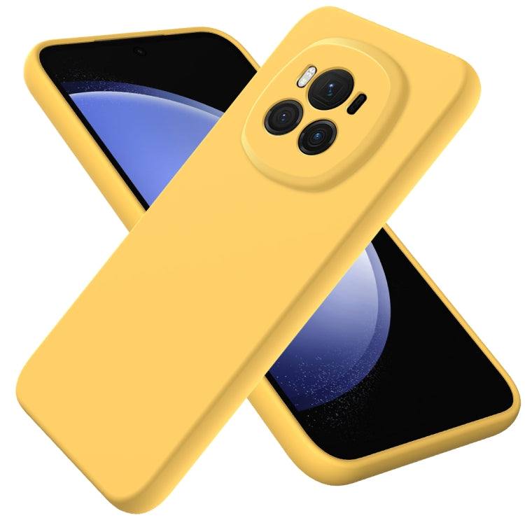 For Honor Magic6 Pure Color Liquid Silicone Shockproof Phone Case(Yellow) - Honor Cases by PMC TechLife | Online Shopping South Africa | PMC TechLife | Buy Now Pay Later Mobicred