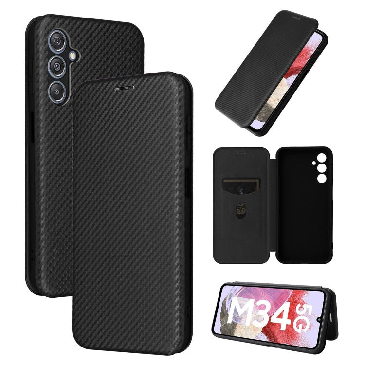 For Samsung Galaxy M34 5G Carbon Fiber Texture Flip Leather Phone Case(Black) - free shipping - PMC TechLife - Order now!