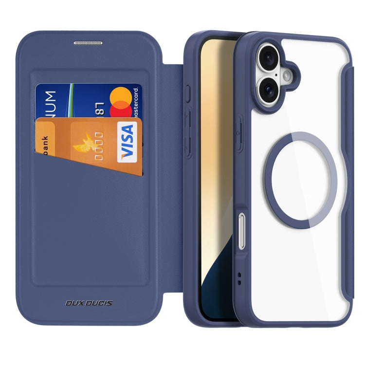 For iPhone 16 Plus DUX DUCIS Skin X Pro Series Magsafe PC + TPU Phone Leather Case(Blue) - iPhone 16 Plus Cases by DUX DUCIS | Online Shopping South Africa | PMC Jewellery | Buy Now Pay Later Mobicred