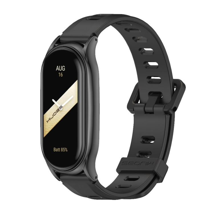 For Xiaomi Mi Band 8 Mijobs Plus Case Flat Hole Silicone Watch Band(Black) - free shipping - PMc TechLife - Order now!