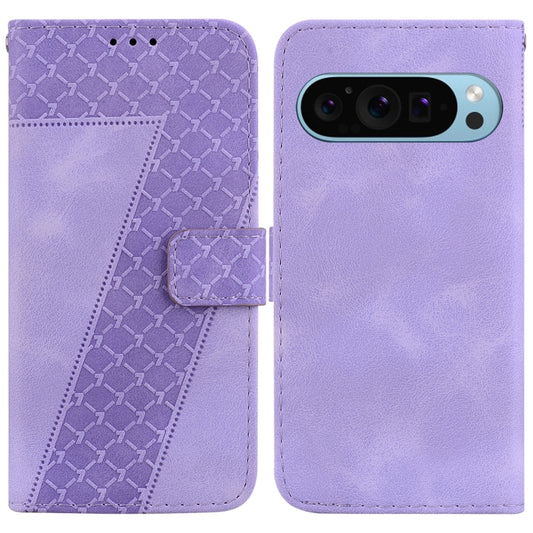 For Google Pixel 9 7-shaped Embossed Leather Phone Case(Purple) - Google Cases by PMC Jewellery | Online Shopping South Africa | PMC Jewellery | Buy Now Pay Later Mobicred