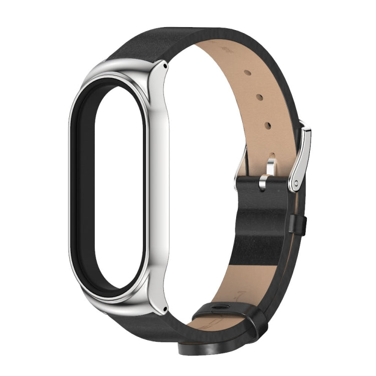 For Xiaomi Mi Band 8 Mijobs CS Case Microfiber PU Leather Watch Band(Black Silver) - free shipping - PMc TechLife - Order now!