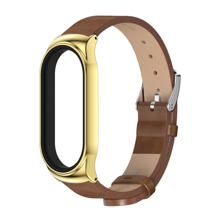For Xiaomi Mi Band 8 Mijobs CS Case Microfiber PU Leather Watch Band(Brown Gold) - free shipping - PMc TechLife - Order now!